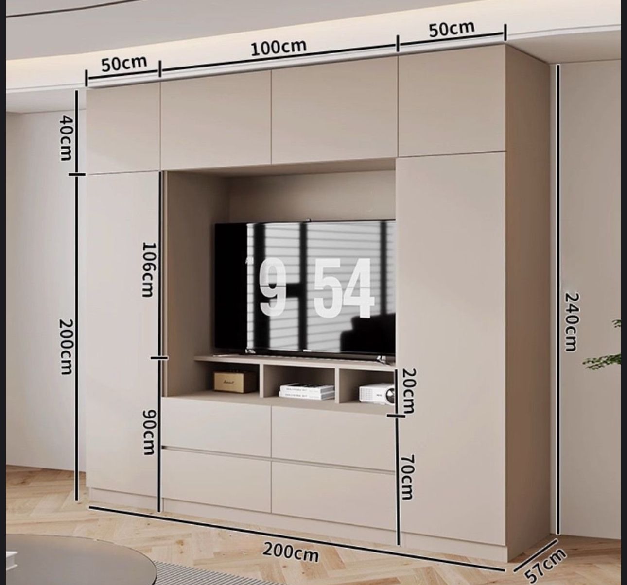 WhatsApp Image 2025-12-02 at 12.11.32 PM خزانة تلفاز مدمجة مع خزانة ملابس - الصورة 1